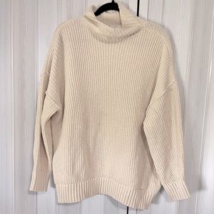 Arie Cream Oversized Turtleneck Sweater | American Eagle Knit Sweater